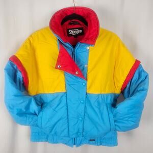 Snuggler Womens 12 Vintage 80s Ski Jacket Colorblock Puffe Apres Skiwear Retro
